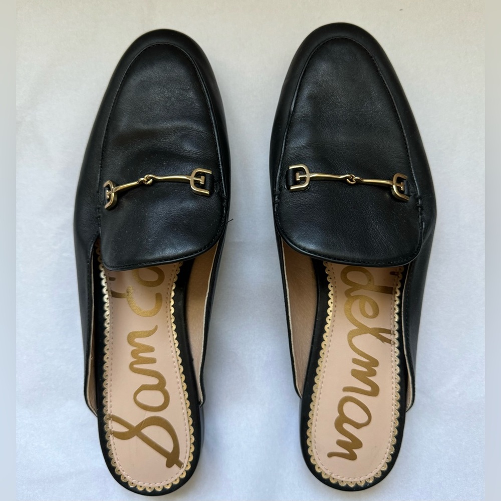 Sam Edelman Black Mules with Gold Detail